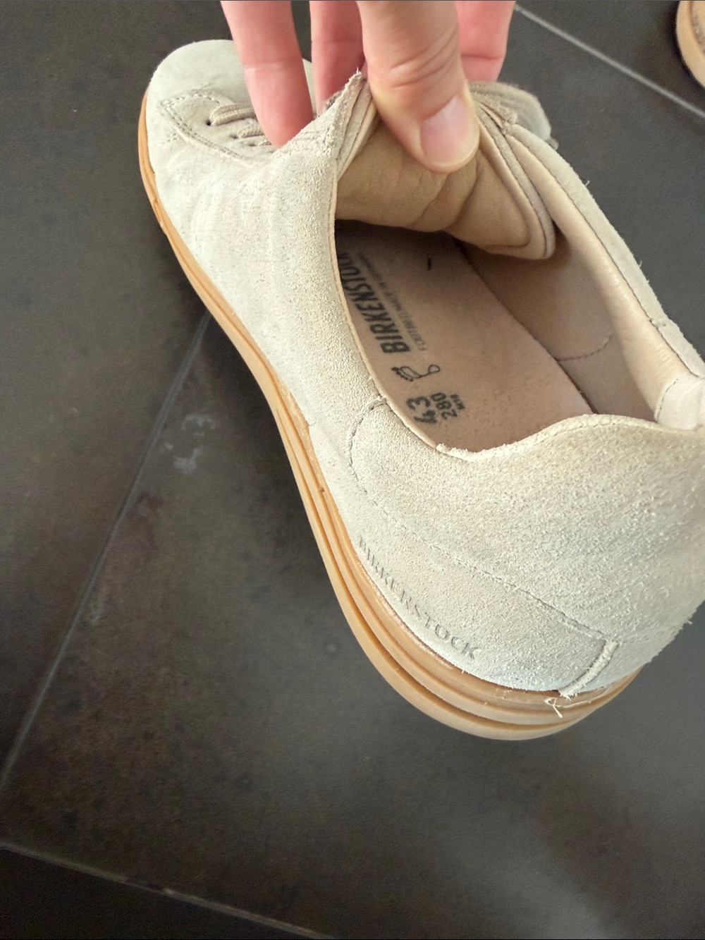 Birkenstock Men’s Suede Low-Top Sneakers in Light Tan with Gum Sole - Picture 2 of 6